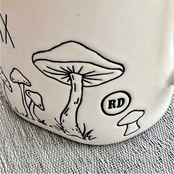 Rae Dunn RELAX Cute Mushroom Designs All Around Ceramic Mug BRAND NEW!! - Picture 2 of 4